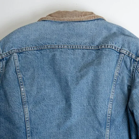 Vintage Lee Storm Rider Denim Jacket Blanket Lined Corduroy Collar - Picture 8 of 14